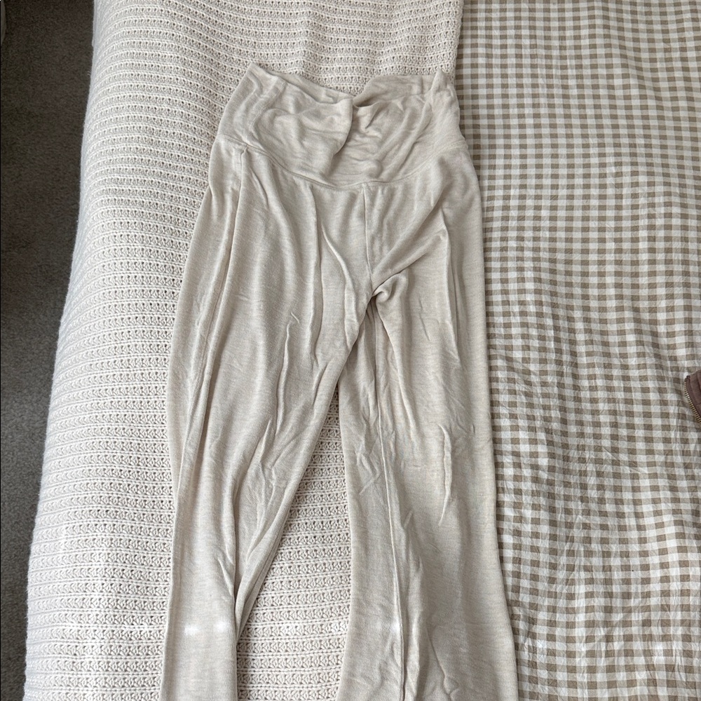 Beige High-Waisted Pants